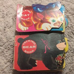 Vintage Japan children's books talking, bear and talking cat